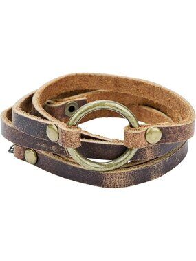 Handmade Leather Circle Wrap Bracelet | Bohemian Stackable Jewelry, Unisex Gift